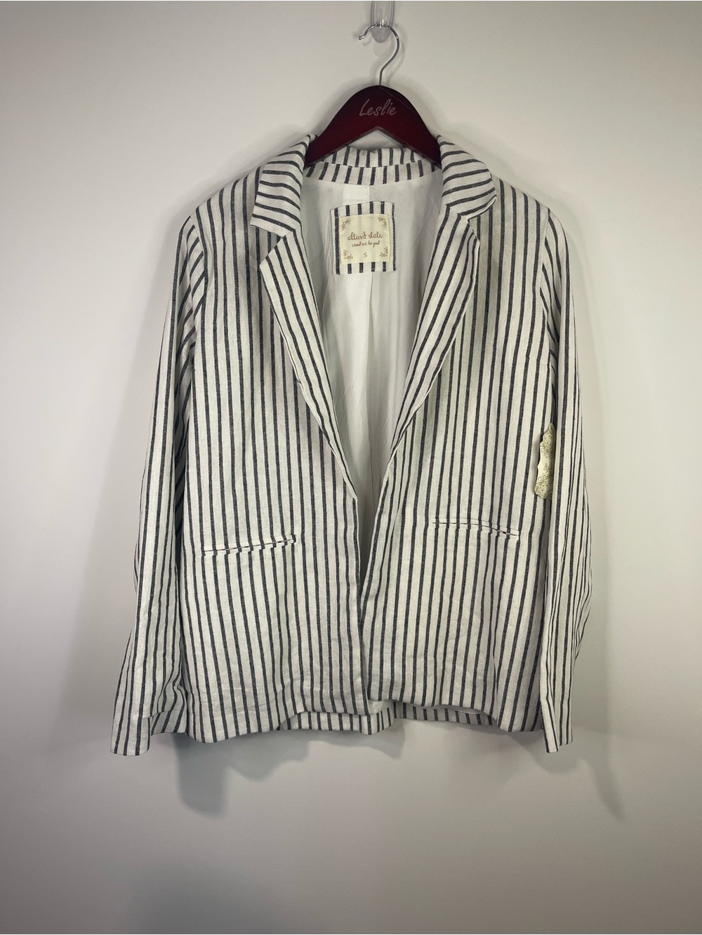 Altar'd State Cream and Black Striped Open Blazer NWT. Linen blend